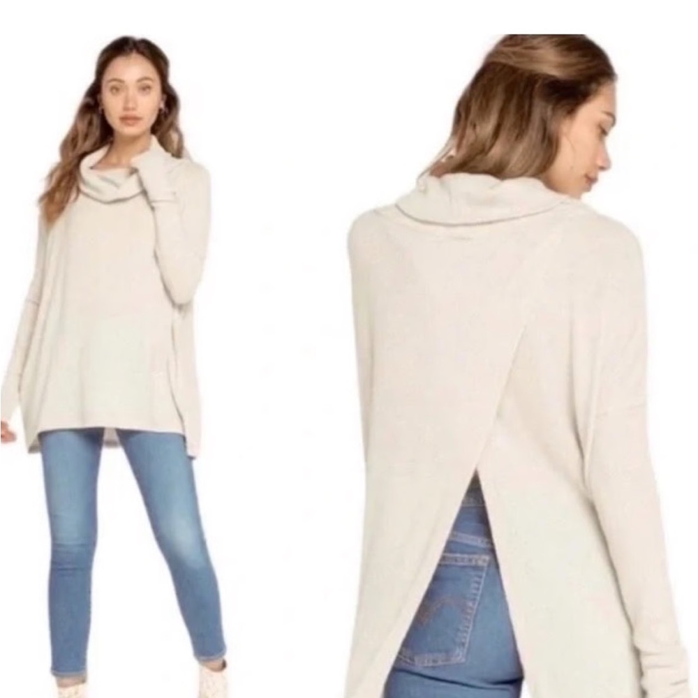 Free People Juicy Cream Cowl Neck waffle Knit - Picture 2 of 6